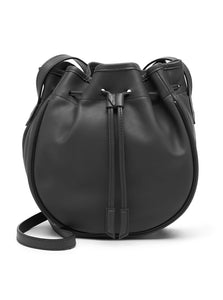 ODP-Officina-del-Poggio-Medium-Saddle-Drawstring-Bag-Black-Leather- Mde in Italy 